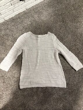 J. Jill White Textured Crewneck Sweater